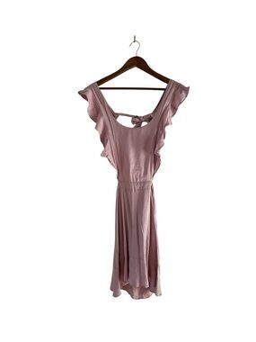 The Games We Play Dusty Pink Ruffle Cap Sleeve Dress Cotton Blend